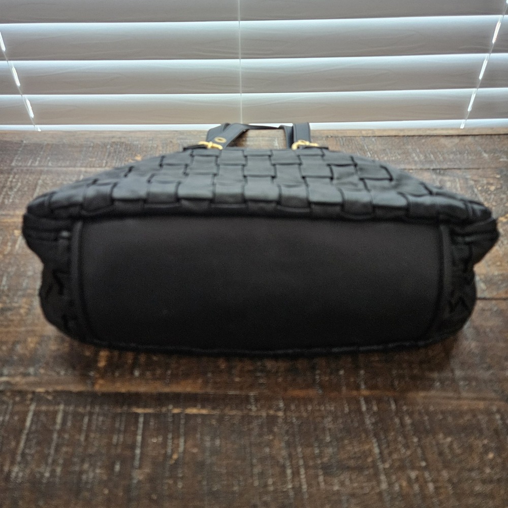 Escada Woven Satchel Shoulder Leather Bag Top Handle Gold Hardware Black - Picture 10 of 12